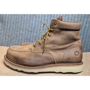 HAWX Mens Brown Leather Work Boots Comp Toe Size 11 Wide Safety Shoes